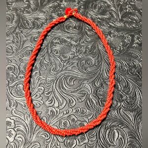 Red Double Twisted Beaded Necklace